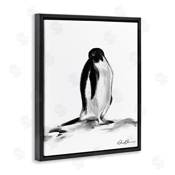 Stupell Industries Stupell Studio | Bashful Penguin Arctic Snow Bird Minimal Black White Wall Art