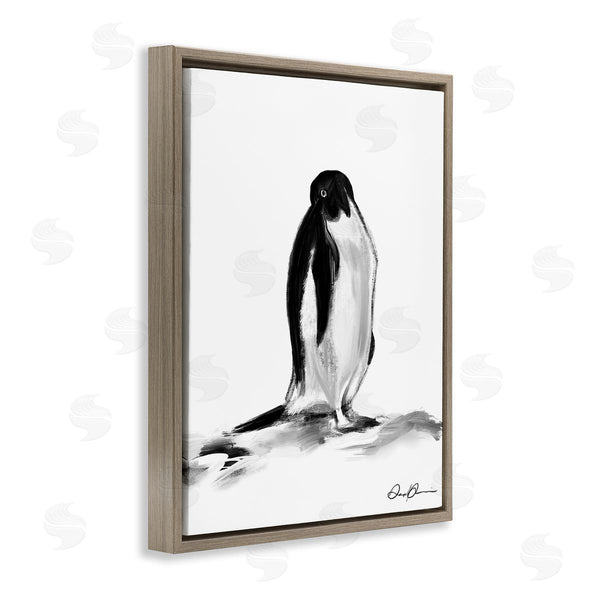 Stupell Industries Stupell Studio | Bashful Penguin Arctic Snow Bird Minimal Black White Wall Art