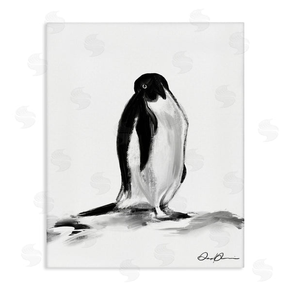 stupell industries Stupell Studio | Bashful Penguin Arctic Snow Bird Minimal Black White Wall Art