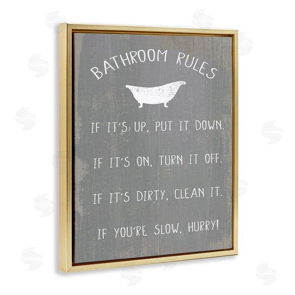 Stupell Industries Stupell Studio | Bathroom Rules Rustic Grey