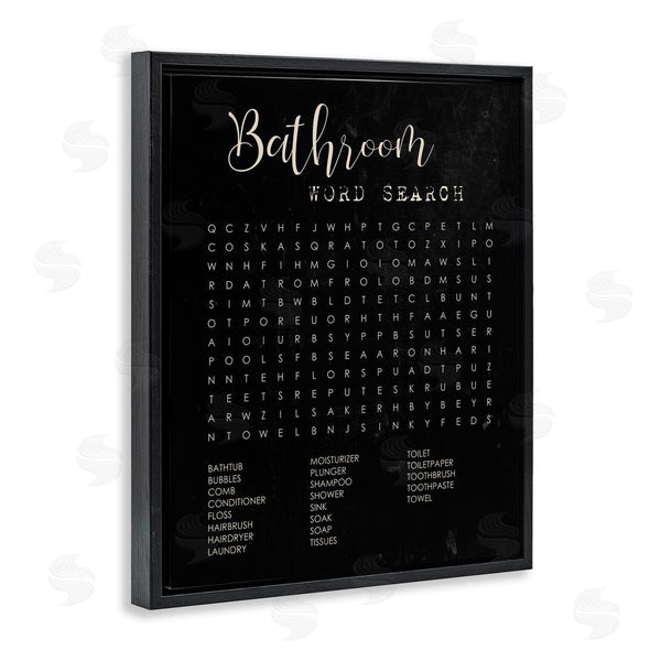 Stupell Industries Stupell Studio | Bathroom Word Search Activity Over Distressed Black