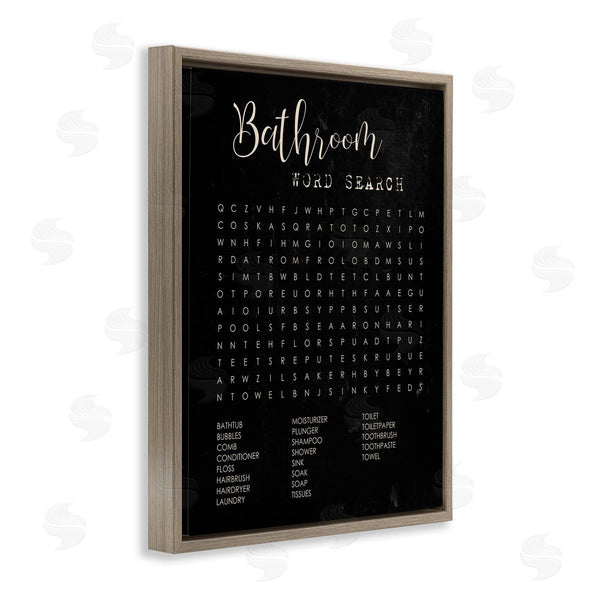 Stupell Industries Stupell Studio | Bathroom Word Search Activity Over Distressed Black