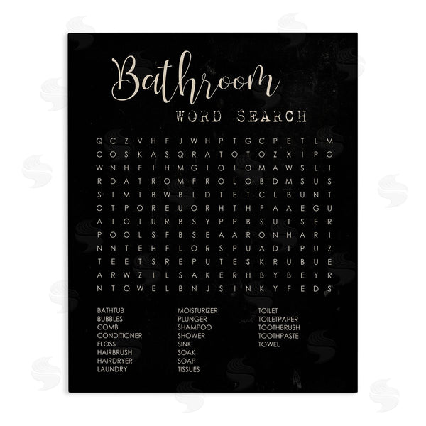 stupell industries Stupell Studio | Bathroom Word Search Activity over Distressed Black