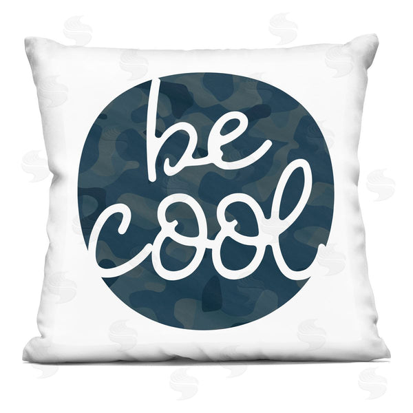 stupell industries Stupell Studio | Be Cool Phrase Blue Camo Printed Throw Pillow