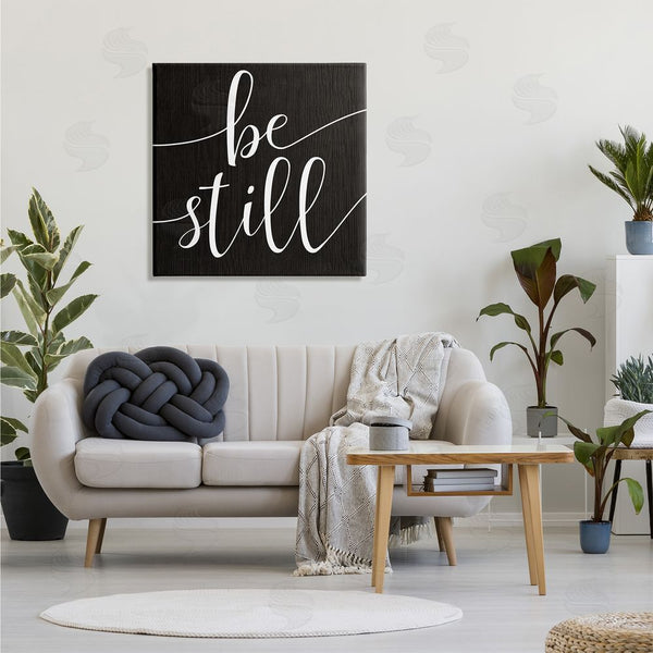 Stupell Industries Stupell Studio | Be Still Family Phrase Minimal Calligraphy Black White Wall Art