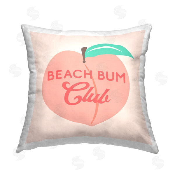 stupell industries Stupell Studio | Beach Bum Club Pastel Peach Printed Throw Pillow