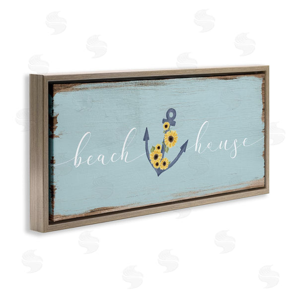 Stupell Industries Stupell Studio | Beach House With Floral Anchor Wall Art