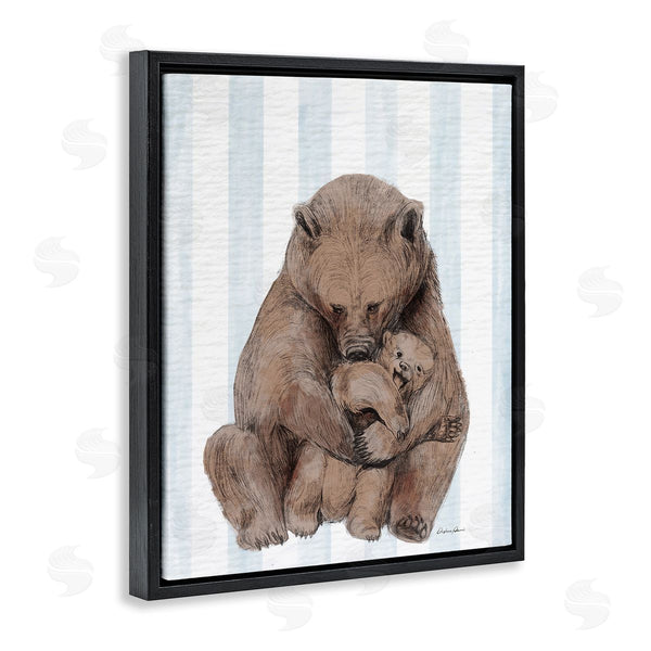 Stupell Industries Stupell Studio | Bear And Cub Blue Stripes Wall Art