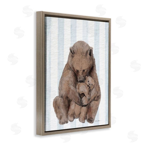 Stupell Industries Stupell Studio | Bear And Cub Blue Stripes Wall Art
