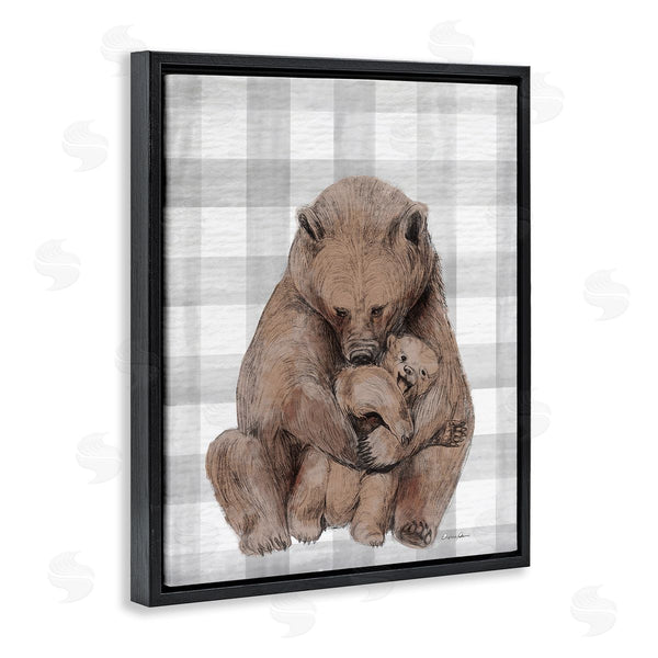 Stupell Industries Stupell Studio | Bear And Cub Grey Plaid