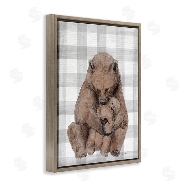 Stupell Industries Stupell Studio | Bear And Cub Grey Plaid