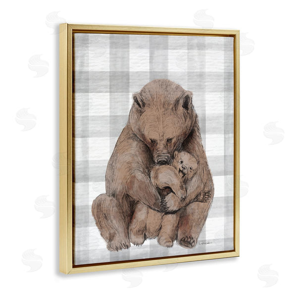 Stupell Industries Stupell Studio | Bear And Cub Grey Plaid
