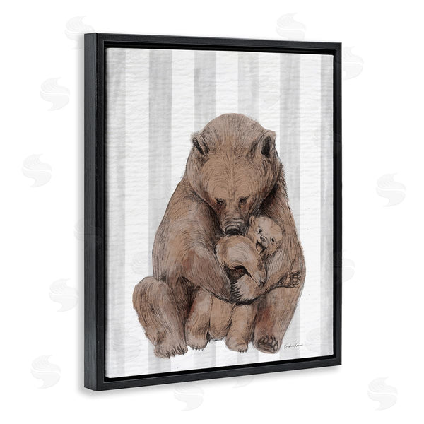 Stupell Industries Stupell Studio | Bear And Cub Grey Stripes Wall Art