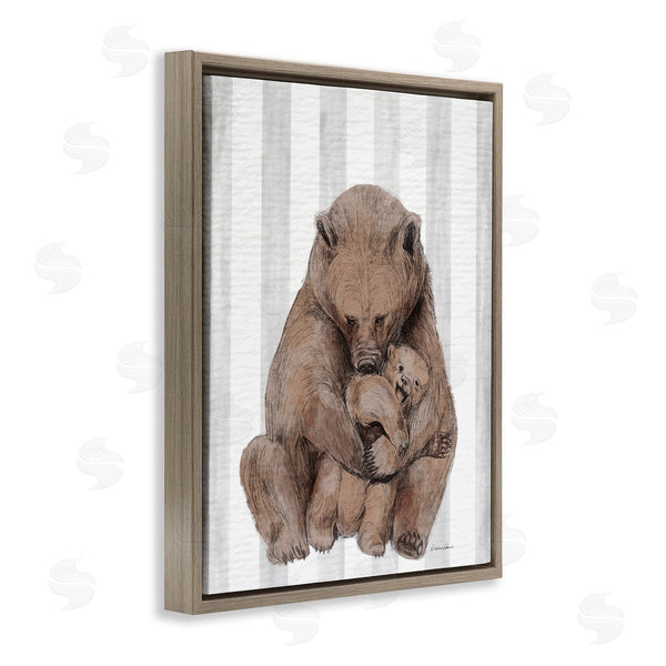 Stupell Industries Stupell Studio | Bear And Cub Grey Stripes Wall Art