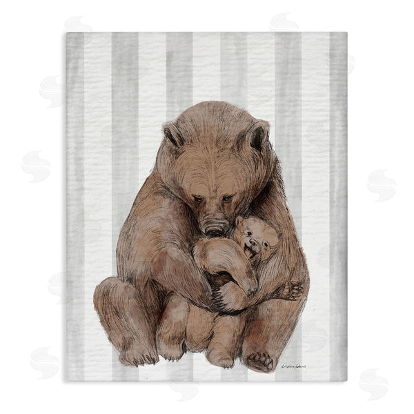 stupell industries Stupell Studio | Bear and Cub Grey Stripes Wall Art