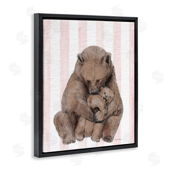 Stupell Industries Stupell Studio | Bear And Cub Pink Stripes Wall Art