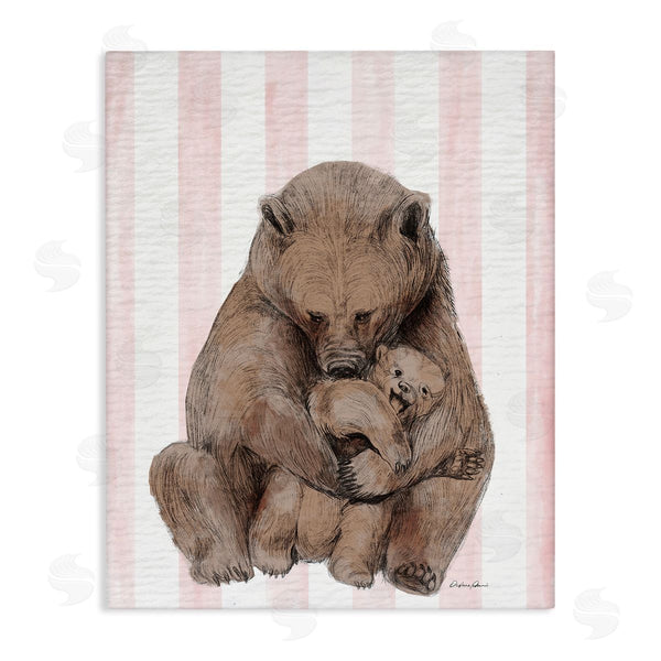 stupell industries Stupell Studio | Bear and Cub Pink Stripes Wall Art