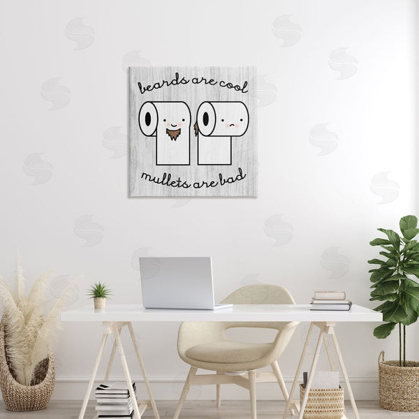 Stupell Industries Stupell Studio | Beards Vs. Mullets Toilet Paper Bathroom Humor Expression Wall Art
