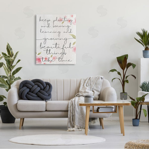 Stupell Industries Stupell Studio | Beautiful Things Take Time Motivational Phrase Gardening Reference Wall Art