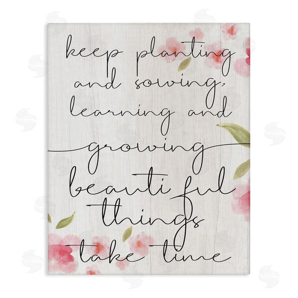stupell industries Stupell Studio | Beautiful Things Take Time Motivational Phrase Gardening Reference Wall Art