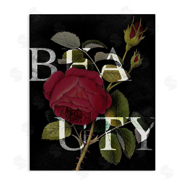 stupell industries Stupell Studio | Beauty Text over Vintage Red Thorned Rose