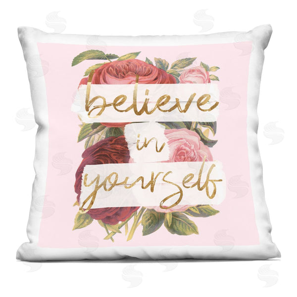 stupell industries Stupell Studio | Believe In Yourself Red Pink Rose Blossoms Printed Throw Pillow