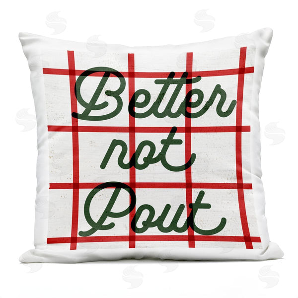 Stupell Industries Stupell Studio | Better Not Pout Christmas Plaid Printed Throw Pillow