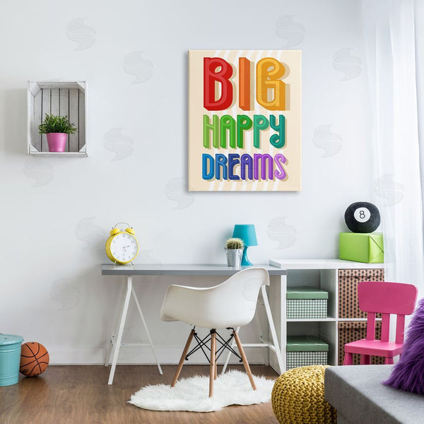Stupell Industries Stupell Studio | Big Happy Dreams Encouragement Retro Rainbow Font Wall Art