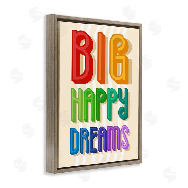 Stupell Industries Stupell Studio | Big Happy Dreams Encouragement Retro Rainbow Font Wall Art