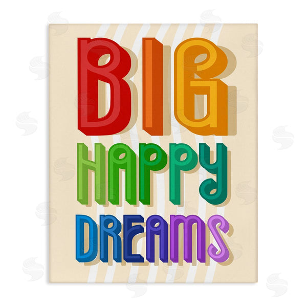 stupell industries Stupell Studio | Big Happy Dreams Encouragement Retro Rainbow Font Wall Art