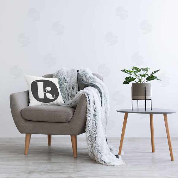 Stupell Industries Stupell Studio | Black Initial K Printed Throw Pillow