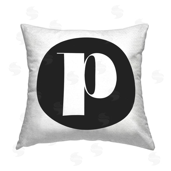 Stupell Industries Stupell Studio | Black Initial P Printed Throw Pillow