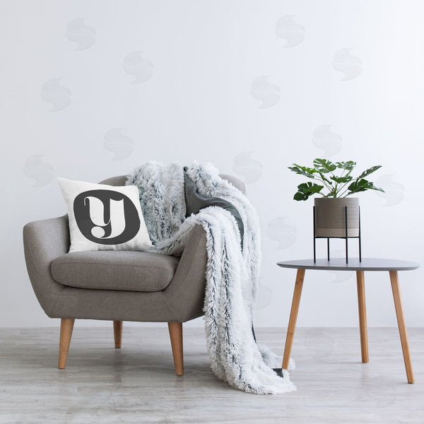 Stupell Industries Stupell Studio | Black Initial Y Printed Throw Pillow