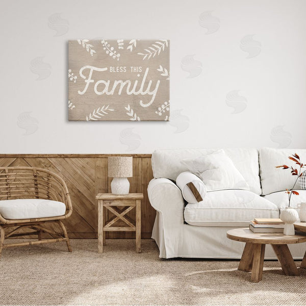 Stupell Industries Stupell Studio | Bless This Family Country Sentiment Plant Silhouette Border Wall Art