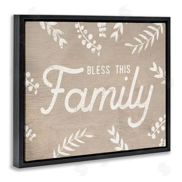 Stupell Industries Stupell Studio | Bless This Family Country Sentiment Plant Silhouette Border Wall Art