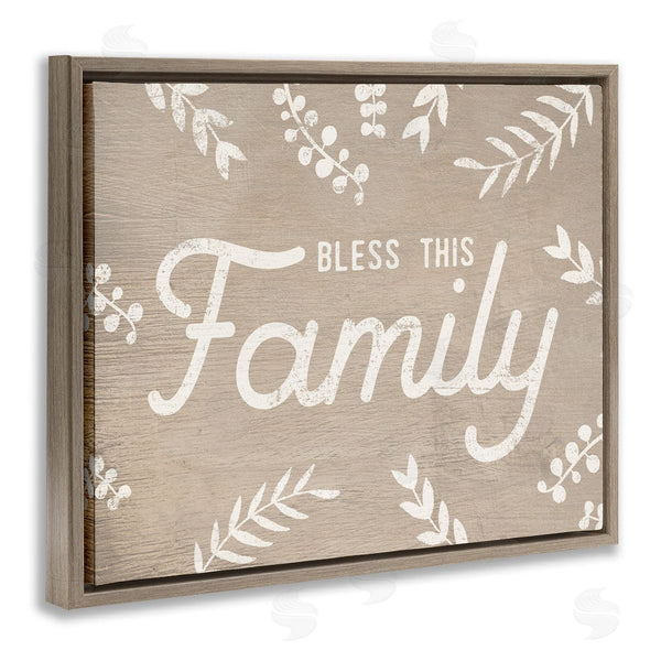 Stupell Industries Stupell Studio | Bless This Family Country Sentiment Plant Silhouette Border Wall Art