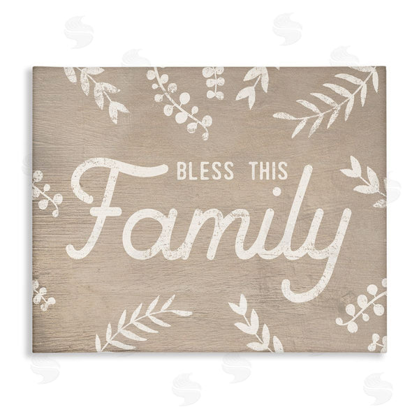stupell industries Stupell Studio | Bless This Family Country Sentiment Plant Silhouette Border Wall Art
