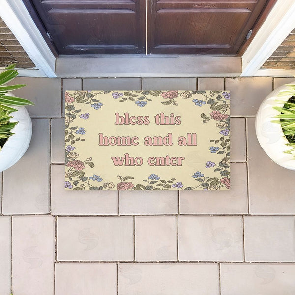 Stupell Industries Stupell Studio | Bless This Home Florals Non-Woven Door Mat