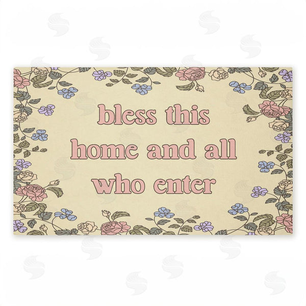 stupell industries Stupell Studio | Bless This Home Florals Non-Woven Door Mat