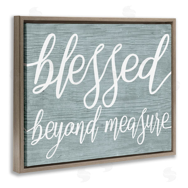 Stupell Industries Stupell Studio | Blessed Beyond Measure Motivational Phrase Rustic Blue Pattern Wall Art