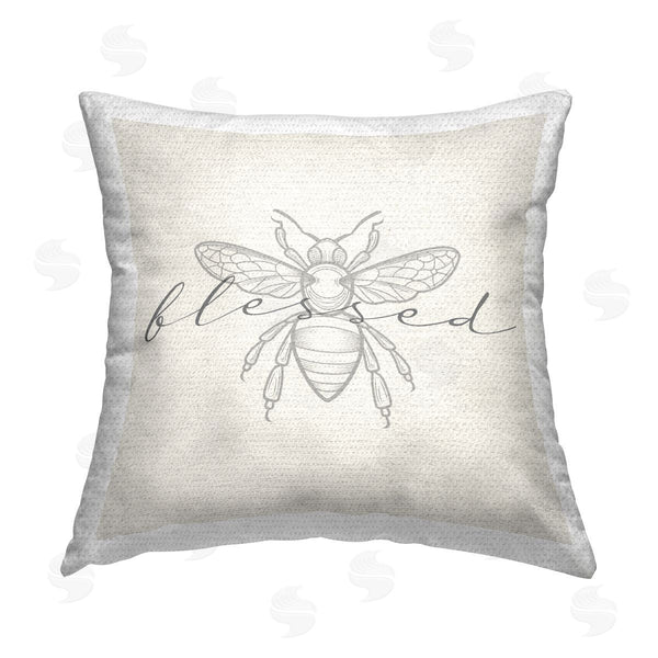 Stupell Industries Stupell Studio | Blessed Bumble Bee Neutral Hue Printed Throw Pillow