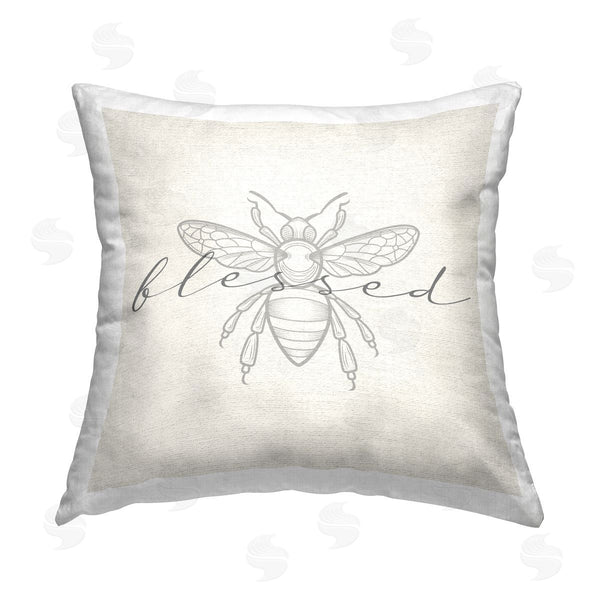 stupell industries Stupell Studio | Blessed Bumble Bee Neutral Hue Printed Throw Pillow
