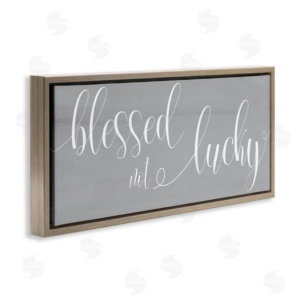 Stupell Industries Stupell Studio | Blessed Not Lucky Charming Cursive Text Over Grey