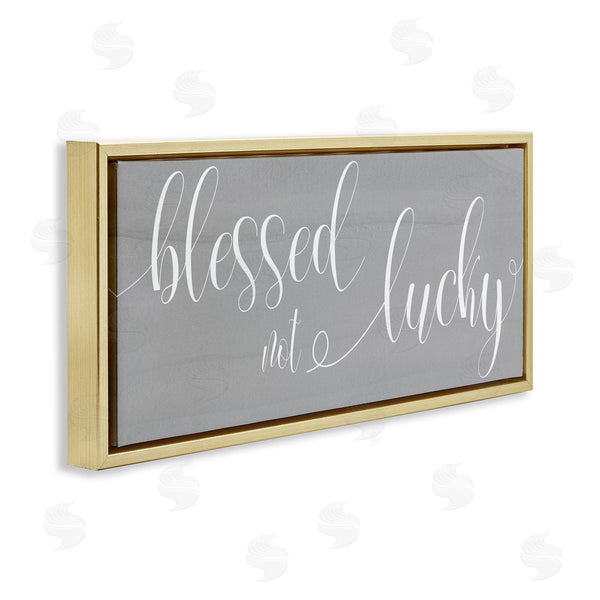 Stupell Industries Stupell Studio | Blessed Not Lucky Charming Cursive Text Over Grey