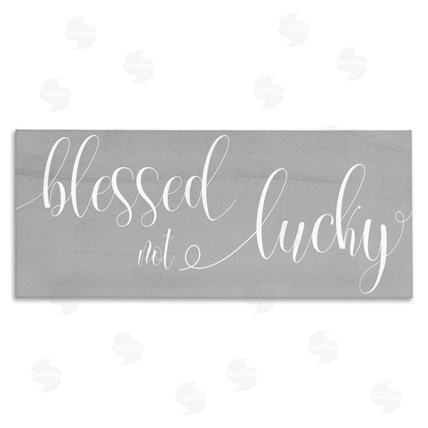 stupell industries Stupell Studio | Blessed Not Lucky Charming Cursive Text over Grey