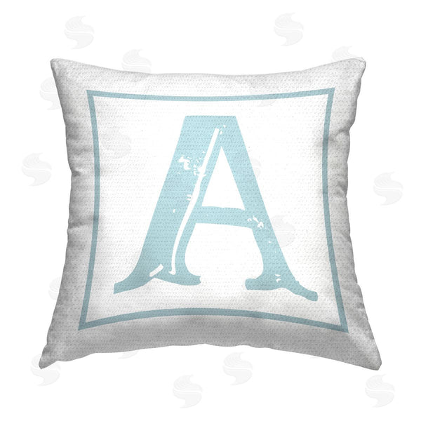 Stupell Industries Stupell Studio | Blue A Initial Letter Printed Throw Pillow