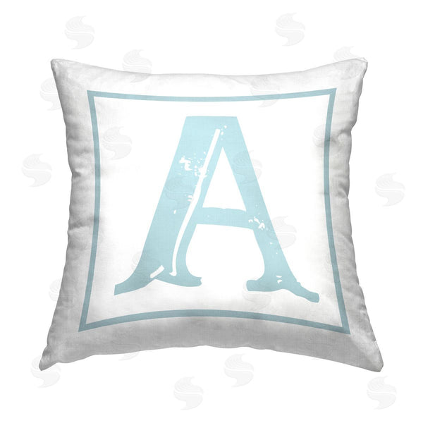 stupell industries Stupell Studio | Blue A Initial Letter Printed Throw Pillow
