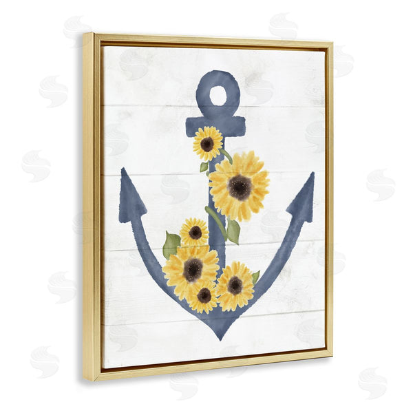 Stupell Industries Stupell Studio | Blue Anchor With Sunflowers