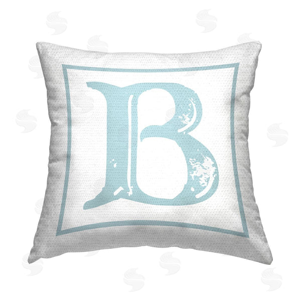Stupell Industries Stupell Studio | Blue B Initial Letter Printed Throw Pillow