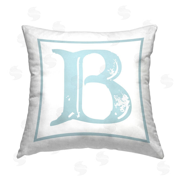 stupell industries Stupell Studio | Blue B Initial Letter Printed Throw Pillow